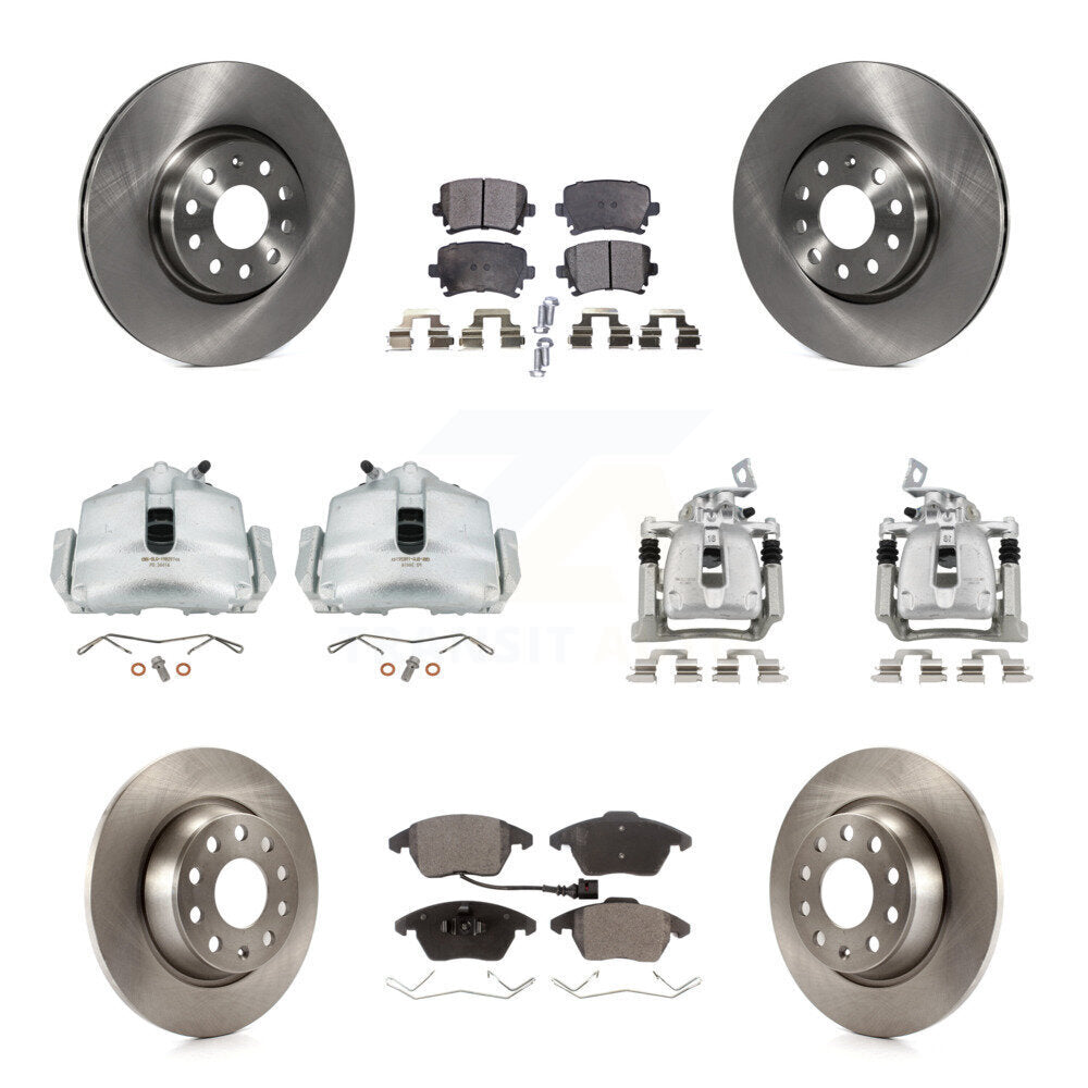 Front Rear Disc Brake Caliper Rotor & Ceramic Pad Kit (10Pc) For 2012 Volkswagen CC 2.0L KC8-101107T