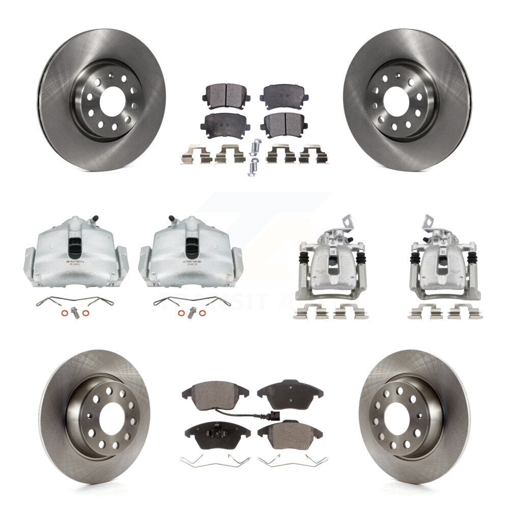 Front Rear Brake Caliper Rotors & Ceramic Pad Kit (10Pc) For 2008 Volkswagen Passat 2.0L KC8-101108T