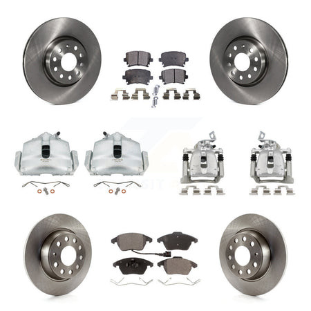 Front Rear Brake Caliper Rotors & Ceramic Pad Kit (10Pc) For 2008 Volkswagen Passat 2.0L KC8-101108T