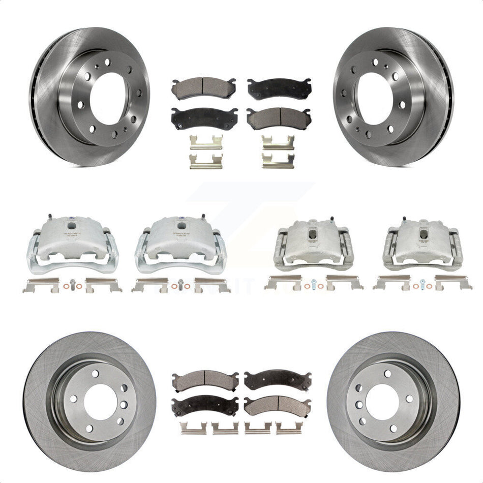 Front Rear Disc Brake Caliper Rotors And Semi-Metallic Pads Kit (10Pc) For Chevrolet Silverado 2500 HD GMC Sierra 3500 Classic Suburban Yukon XL Avalanche KC8-101111P by Transit Auto