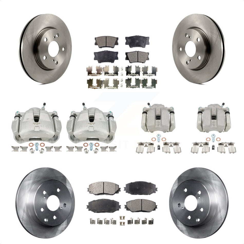 Front Rear Disc Brake Caliper Rotors And Ceramic Pads Kit (10Pc) For Toyota RAV4 Without 3rd Row Seating KC8-101111T by Transit Auto