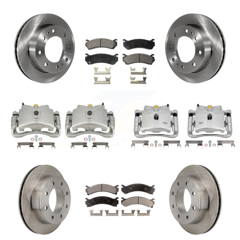 Front Rear Disc Brake Caliper Rotors And Semi-Metallic Pads Kit (10Pc) For Chevrolet Silverado 2500 HD GMC Sierra Hummer H2 1500 Suburban Yukon XL Avalanche Classic KC8-101112P