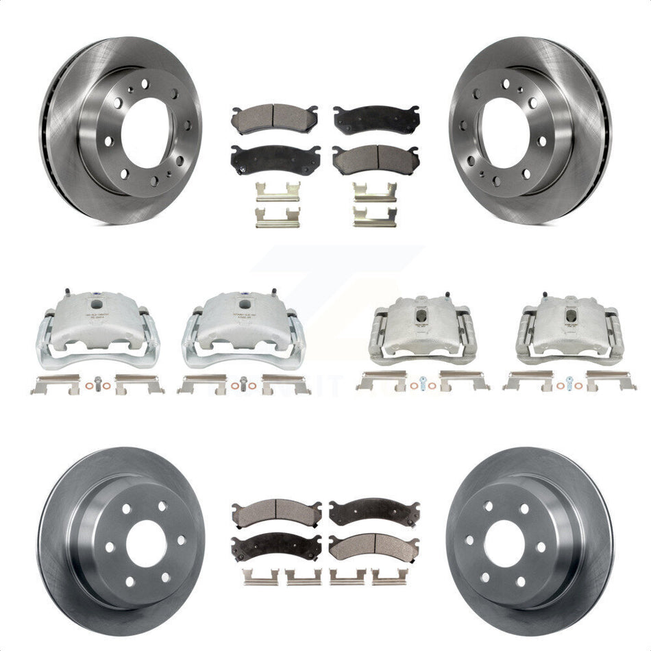 Front Rear Disc Brake Caliper Rotors And Semi-Metallic Pads Kit (10Pc) For 2003 Chevrolet Silverado 2500 HD Suburban GMC Sierra KC8-101113P by Transit Auto