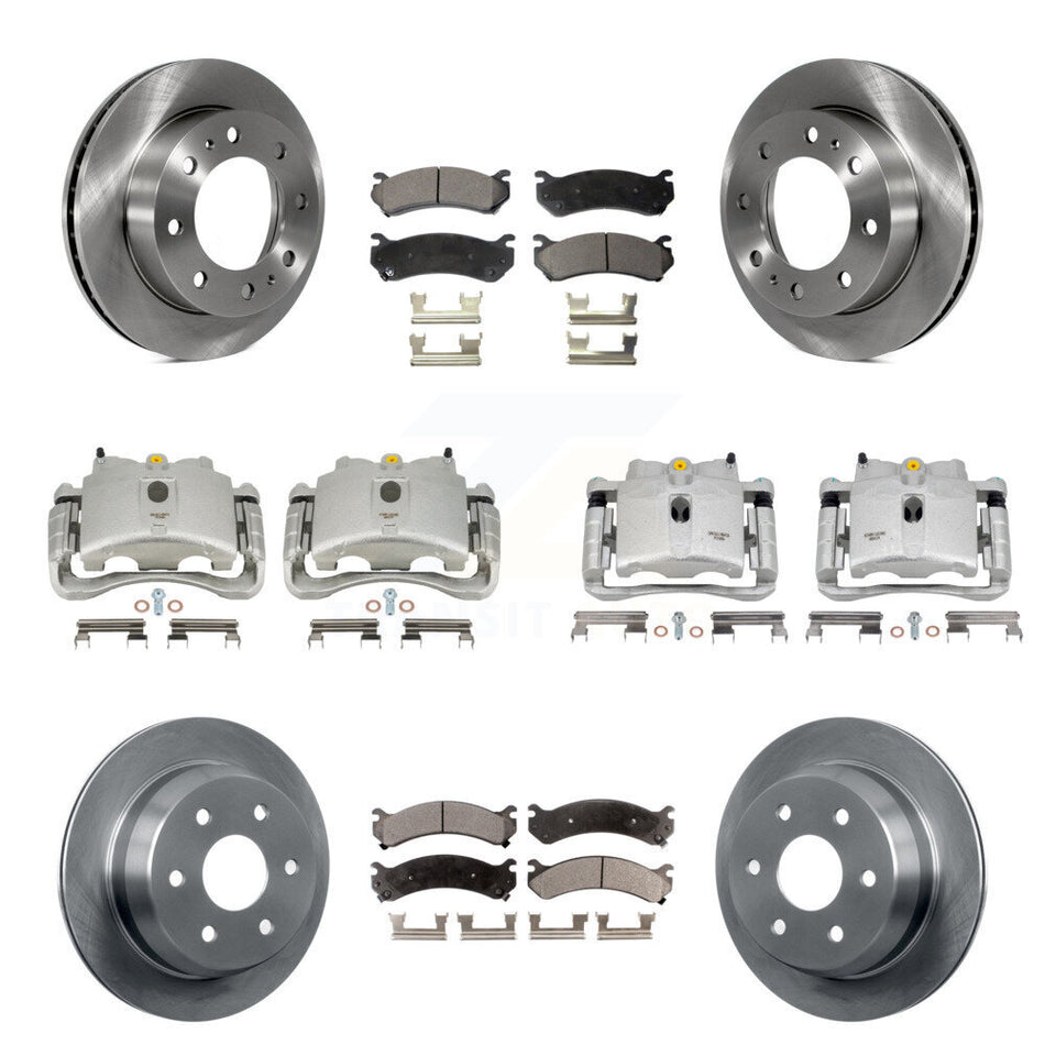 Front Rear Disc Brake Caliper Rotors And Semi-Metallic Pads Kit (10Pc) For 2003 Chevrolet Silverado 2500 HD Suburban GMC Sierra KC8-101113P