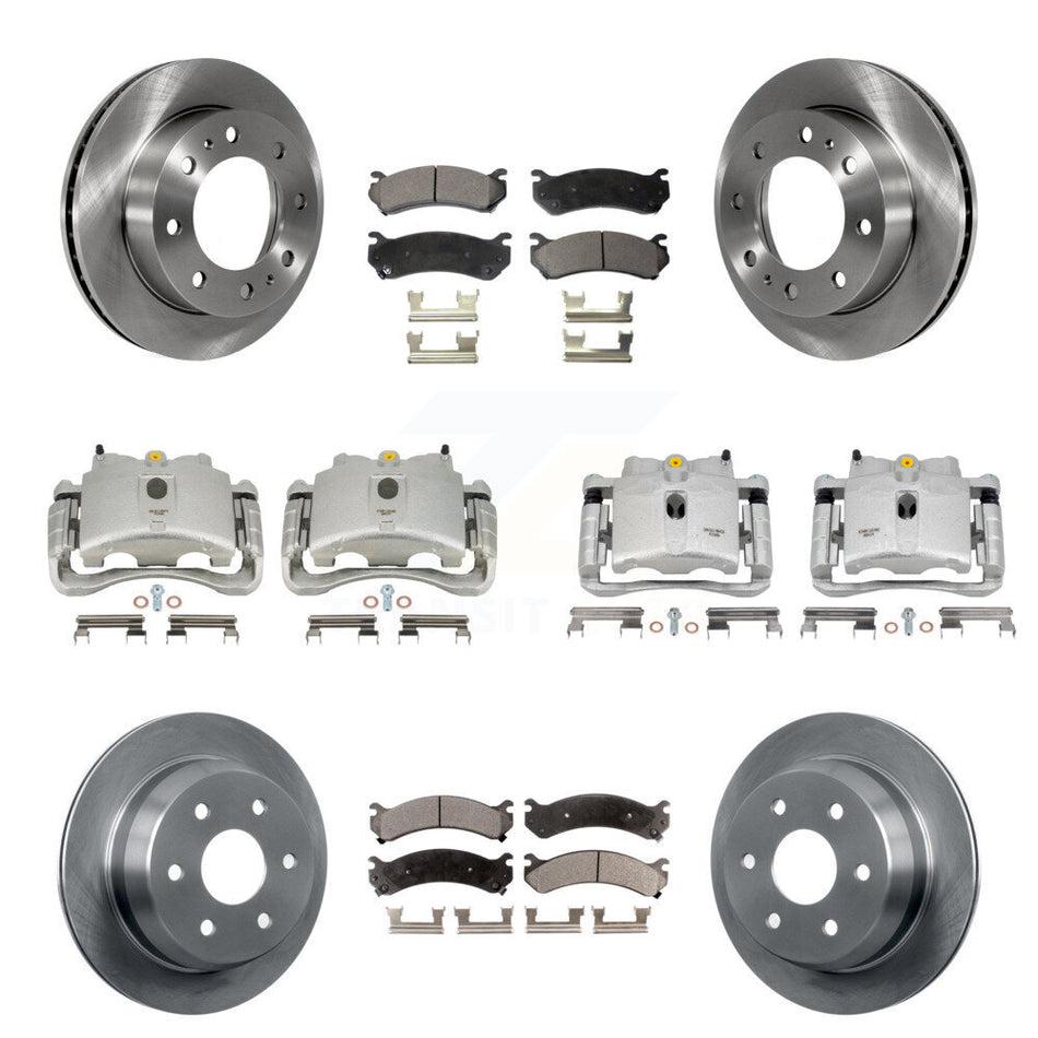 Front Rear Disc Brake Caliper Rotors And Semi-Metallic Pads Kit (10Pc) For 2003 Chevrolet Silverado 2500 HD Suburban GMC Sierra KC8-101113P