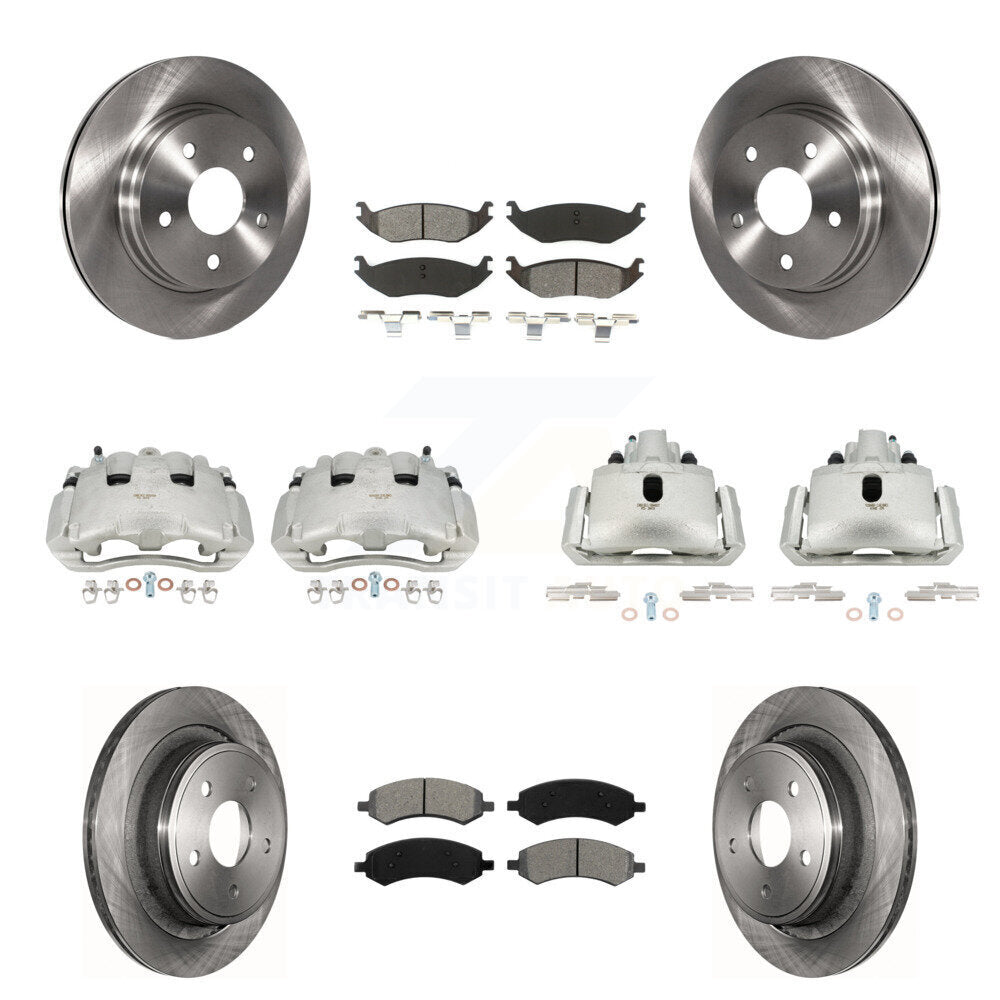 Front Rear Disc Brake Caliper Rotors And Semi-Metallic Pad Kit (10Pc) For Dodge Ram 1500 KC8-101113S