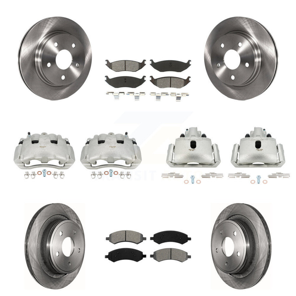 Front Rear Disc Brake Caliper Rotors And Semi-Metallic Pad Kit (10Pc) For Dodge Ram 1500 KC8-101113S
