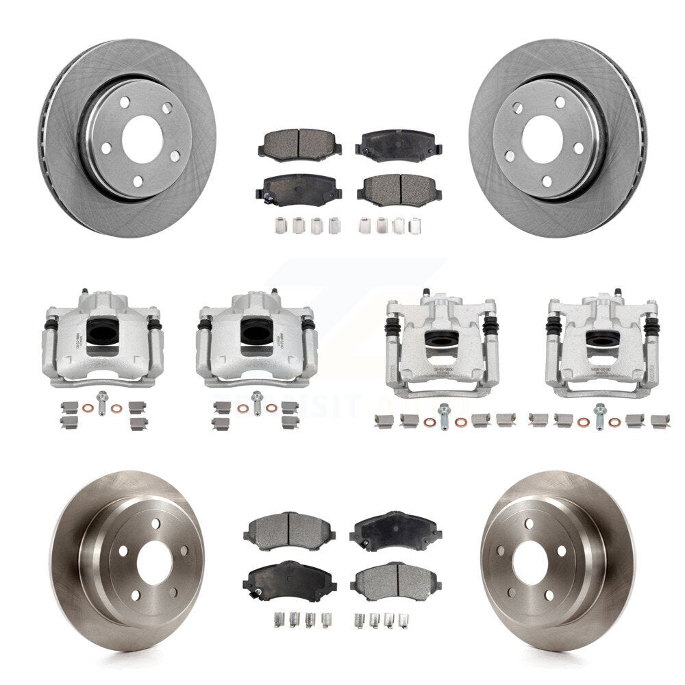 Front Rear Disc Brake Caliper Rotors And Semi-Metallic Pads Kit (10Pc) For Jeep Wrangler KC8-101115P