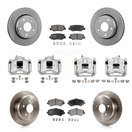 Front Rear Disc Brake Caliper Rotors And Semi-Metallic Pads Kit (10Pc) For Jeep Wrangler KC8-101115P