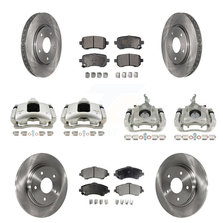 Front Rear Brake Caliper Rotors Semi-Metallic Pad Kit (10Pc) For 2009-2011 Dodge Journey KC8-101116P
