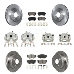 Front Rear Disc Brake Caliper Rotors And Semi-Metallic Pads Kit (10Pc) For Hyundai Accent Kia Rio Rio5 KC8-101117S