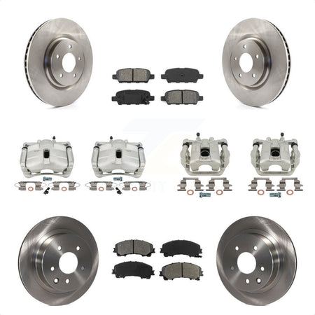 Front Rear Disc Brake Caliper Rotors And Semi-Metallic Pads Kit (10Pc) For 2014-2015 Nissan Rogue SL With 3rd Row Seating KC8-101124S by Transit Auto