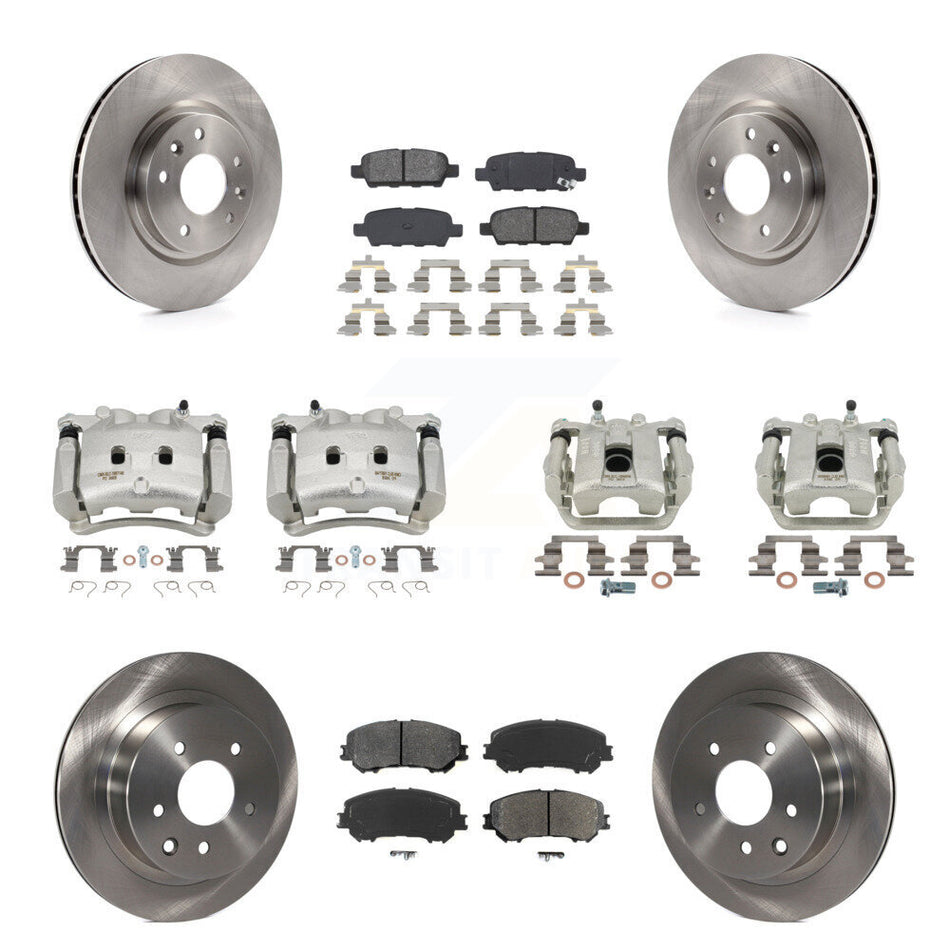 Front Rear Disc Brake Caliper Rotors And Semi-Metallic Pads Kit (10Pc) For Nissan Rogue KC8-101126S