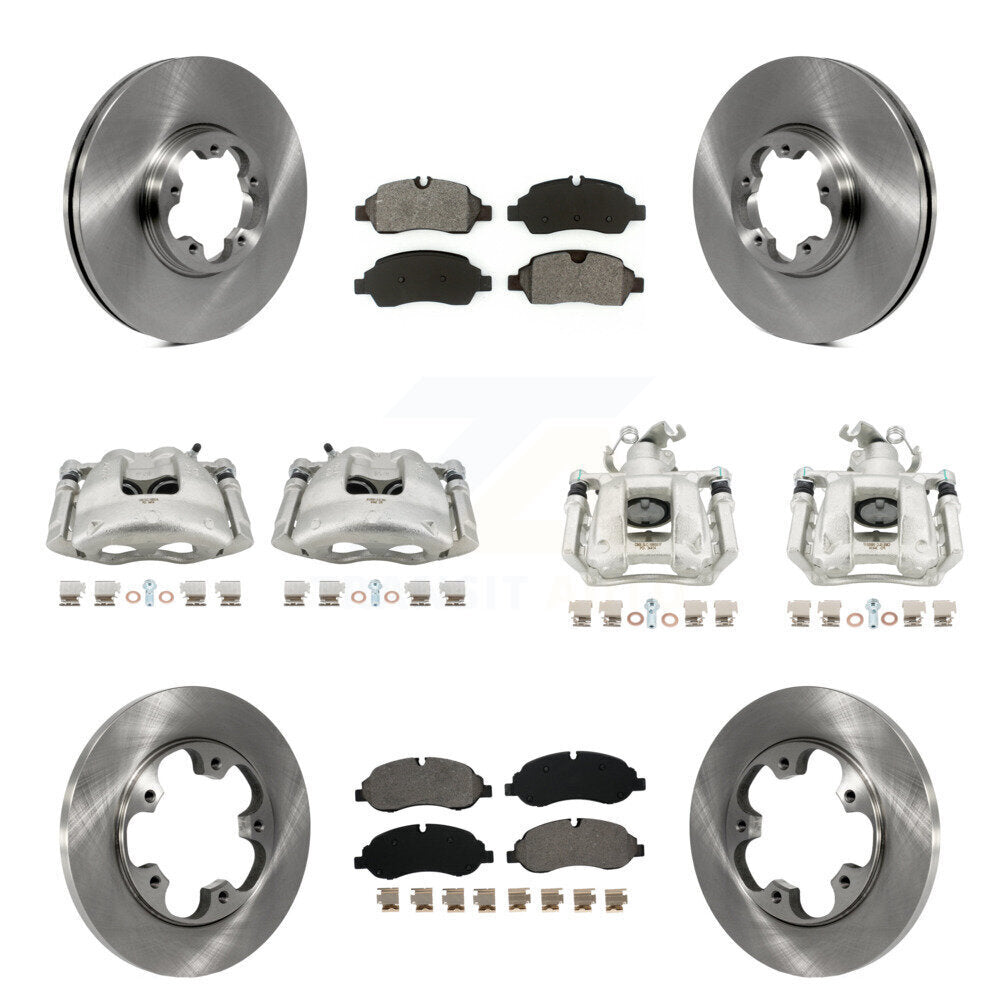 Front Rear Disc Brake Caliper Rotors & Semi-Metallic Pad Kit (10Pc) For Ford Transit-250 KC8-101127S