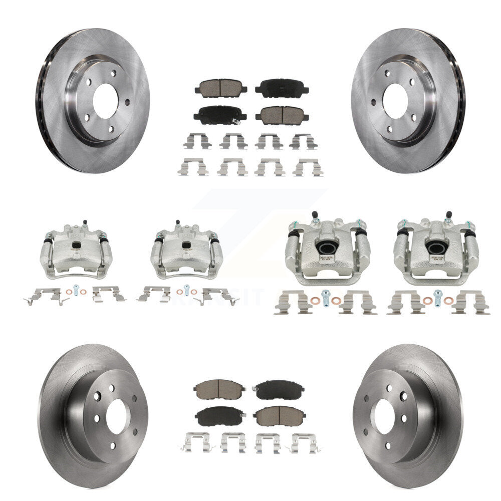 Front Rear Disc Brake Caliper Rotors And Ceramic Pads Kit (10Pc) For Nissan Sentra KC8-101128C