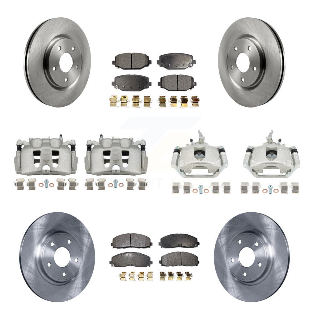 Front Rear Brake Caliper Rotors Semi-Metallic Pad Kit (10Pc) For 2014-2020 Dodge Journey KC8-101128P