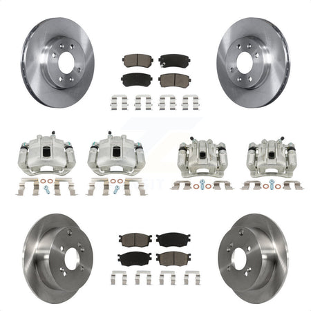 Front Rear Disc Brake Caliper Rotors And Ceramic Pads Kit (10Pc) For Hyundai Accent Kia Rio Rio5 KC8-101129C by Transit Auto