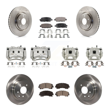 Front Rear Disc Brake Caliper Rotors And Semi-Metallic Pads Kit (10Pc) For Nissan Rogue KC8-101129P