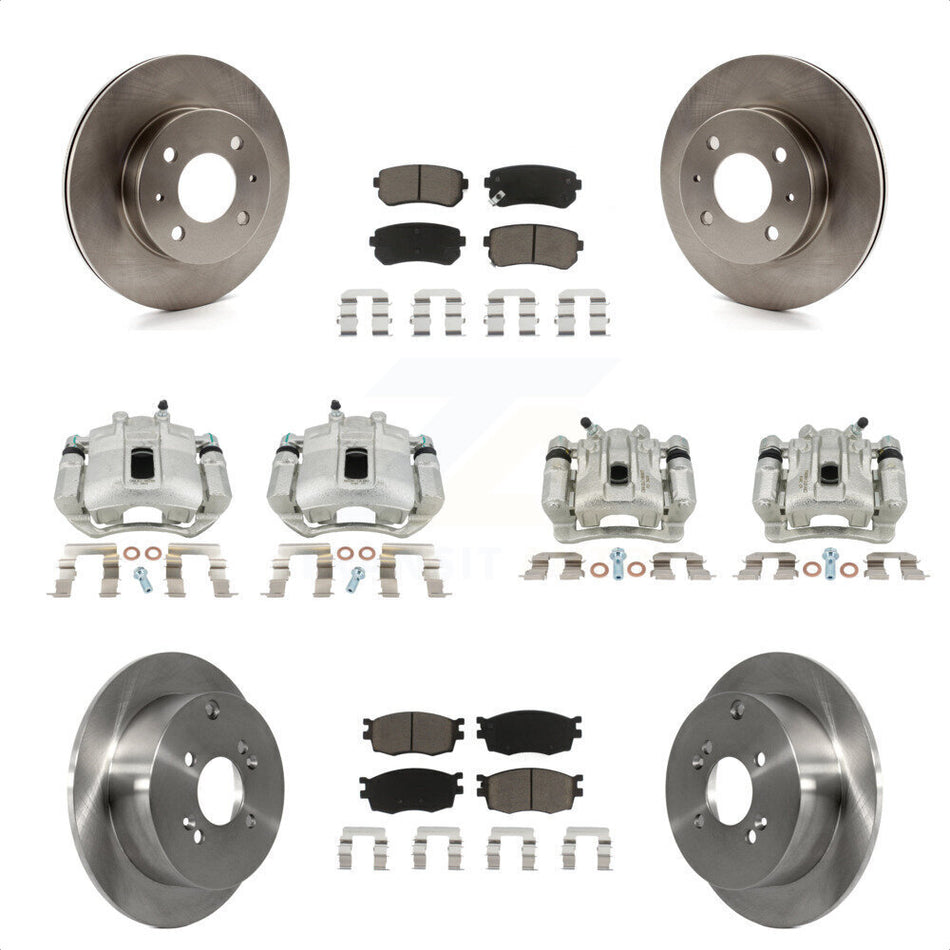 Front Rear Disc Brake Caliper Rotors And Ceramic Pads Kit (10Pc) For 2006 Hyundai Accent Hatchback KC8-101130C by Transit Auto