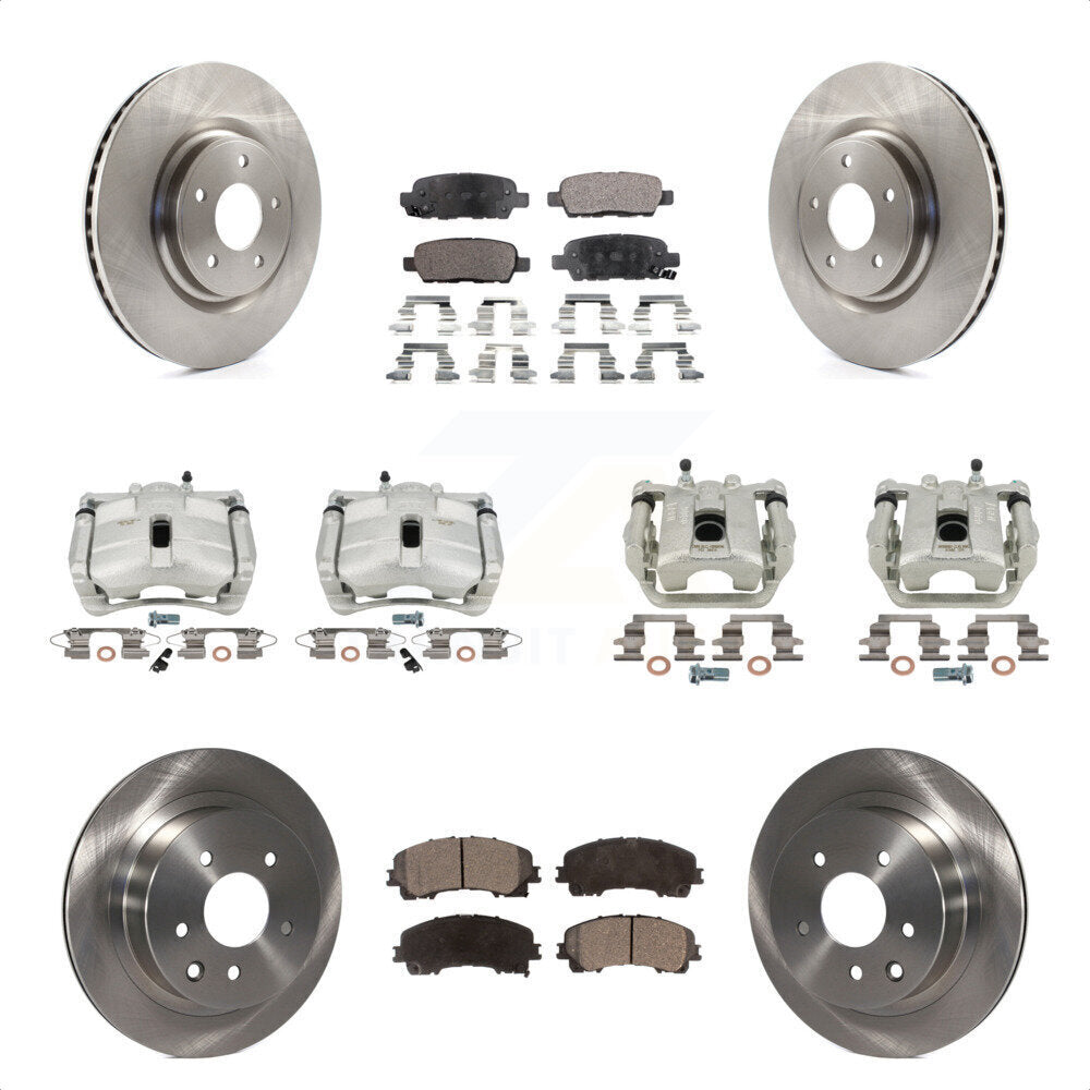 Front Rear Disc Brake Caliper Rotors And Semi-Metallic Pads Kit (10Pc) For 2014-2015 Nissan Rogue SL With 3rd Row Seating KC8-101131P by Transit Auto