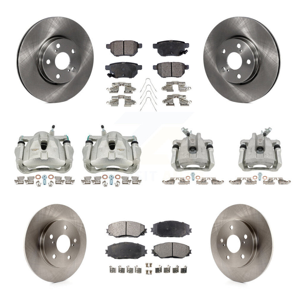 Front Rear Disc Brake Caliper Rotors And Ceramic Pads Kit (10Pc) For Toyota Matrix KC8-101131T