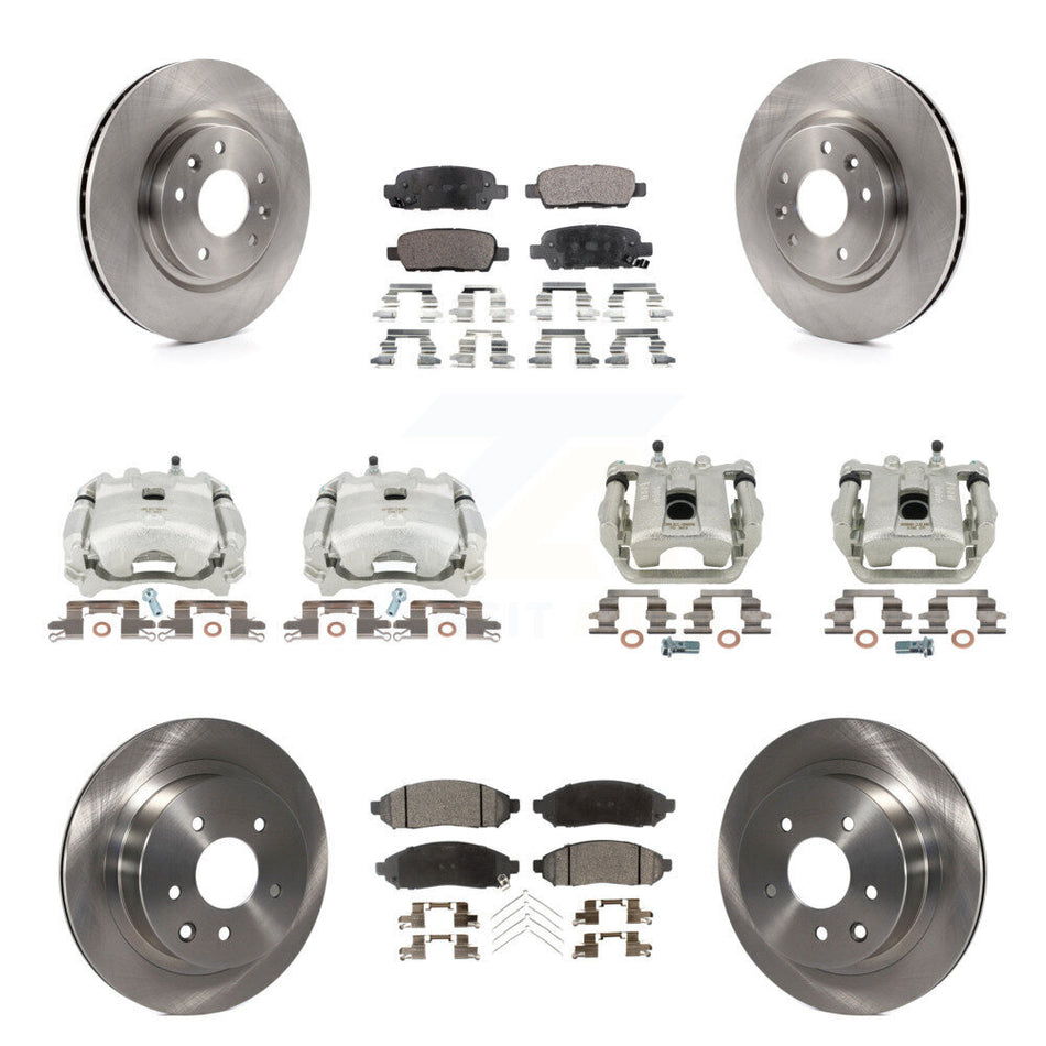 Front Rear Disc Brake Caliper Rotors And Semi-Metallic Pads Kit (10Pc) For 2015 Nissan LEAF Vehicles Manufactured In Japan KC8-101133P