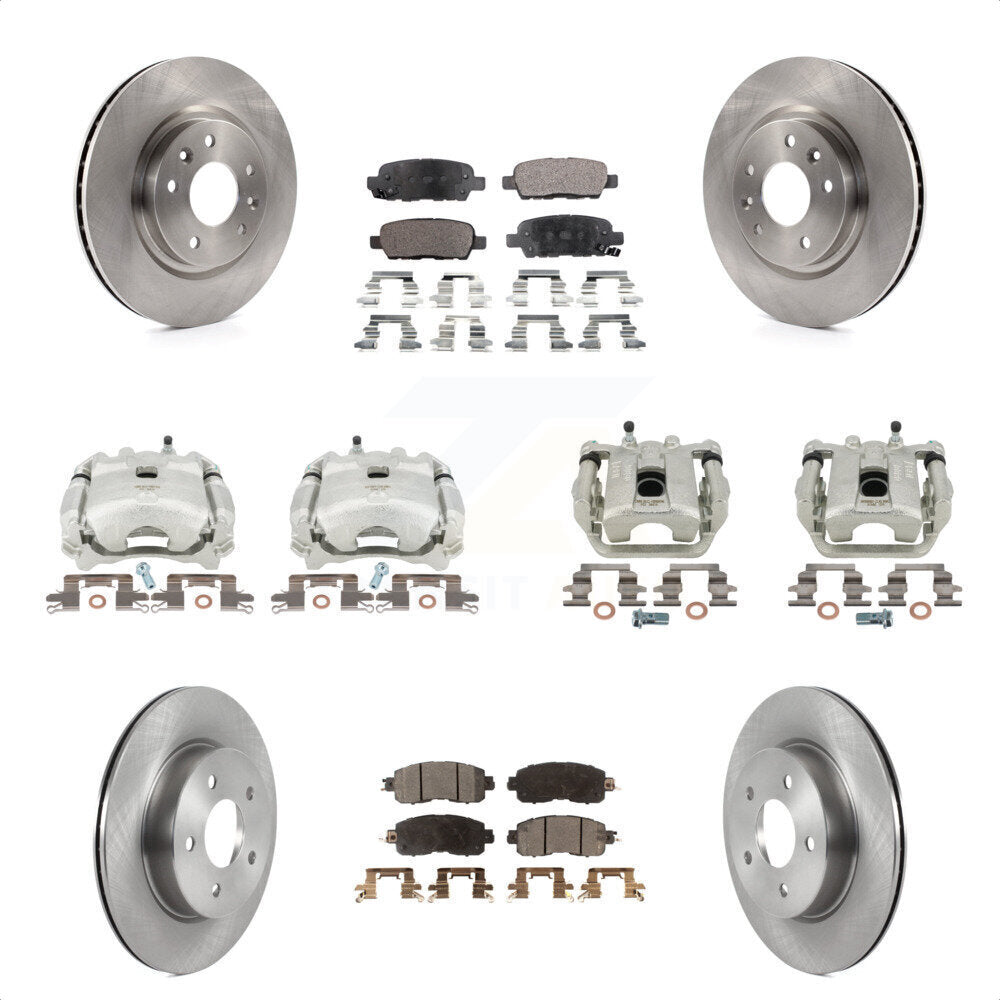 Front Rear Disc Brake Caliper Rotors And Semi-Metallic Pads Kit (10Pc) For 2017 Nissan LEAF With Electric Parking KC8-101134P by Transit Auto