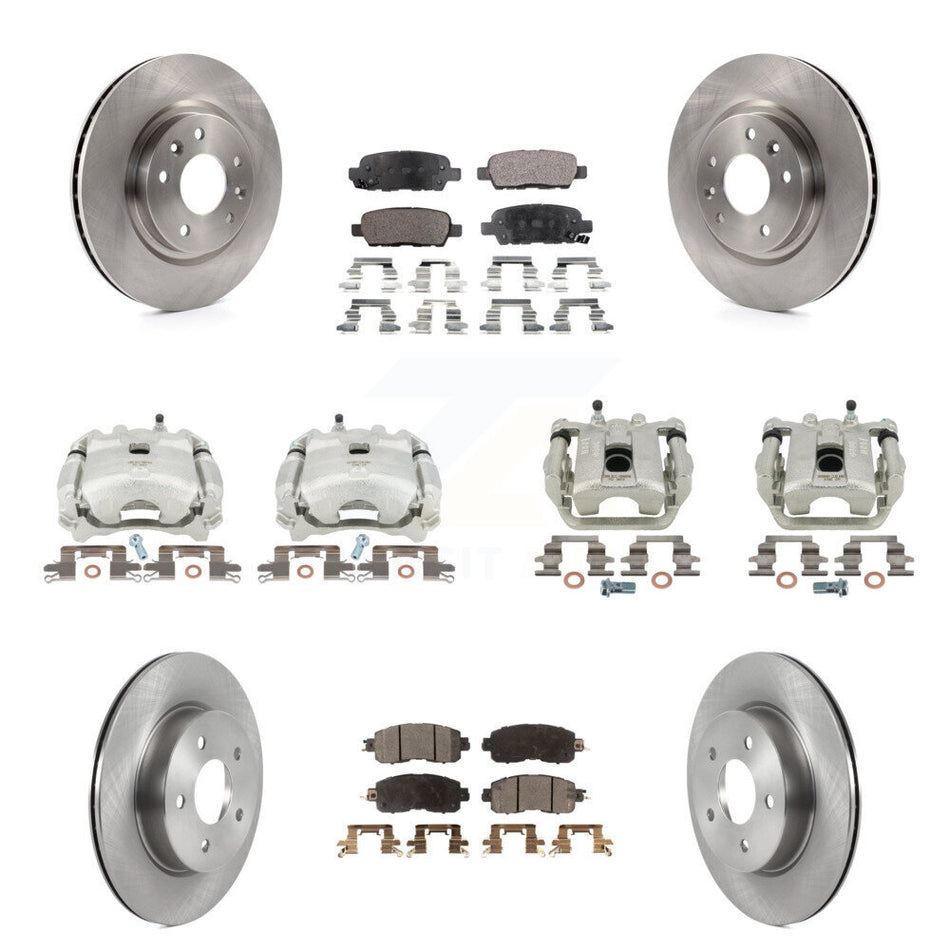 Front Rear Disc Brake Caliper Rotors And Semi-Metallic Pads Kit (10Pc) For 2017 Nissan LEAF With Electric Parking KC8-101134P