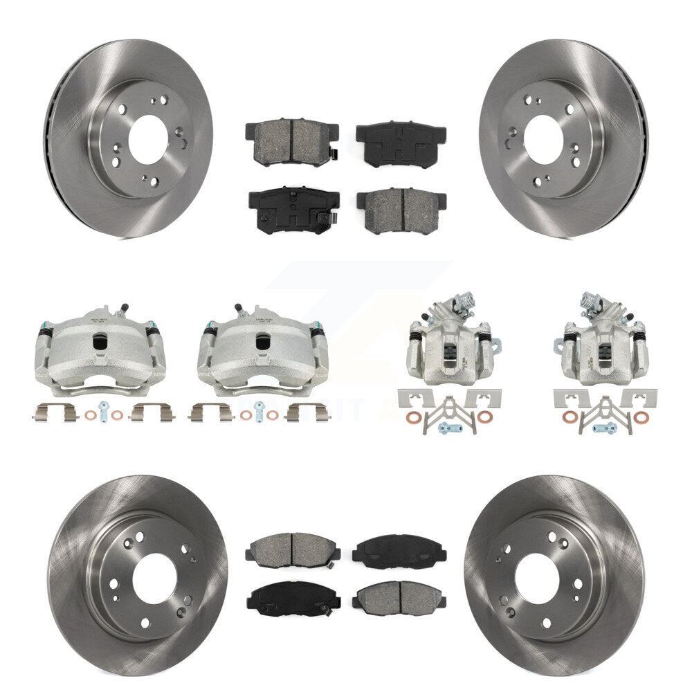 Front Rear Disc Brake Caliper Rotors And Semi-Metallic Pads Kit (10Pc) For Honda Civic KC8-101134S