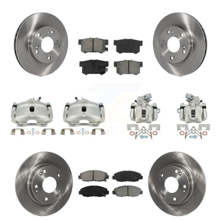 Front Rear Disc Brake Caliper Rotors And Semi-Metallic Pads Kit (10Pc) For Honda Civic KC8-101134S
