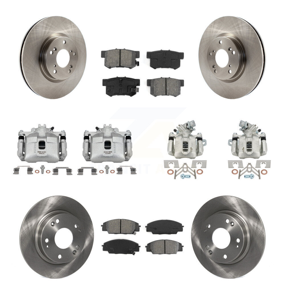 Front Rear Brake Caliper Rotor Semi-Metallic Pad Kit (10Pc) For Honda Civic Si with 2.0L KC8-101135S