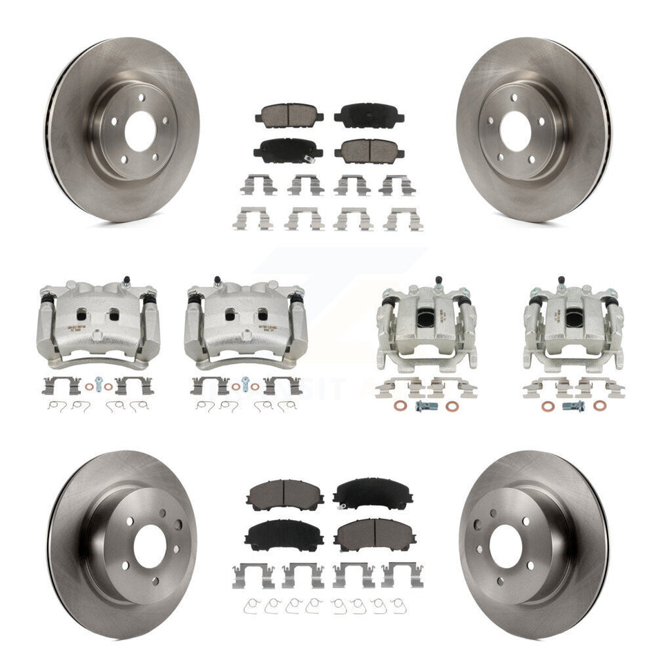 Front Rear Disc Brake Caliper Rotor & Ceramic Pad Kit (10Pc) For 2016-2017 INFINITI QX50 KC8-101137C