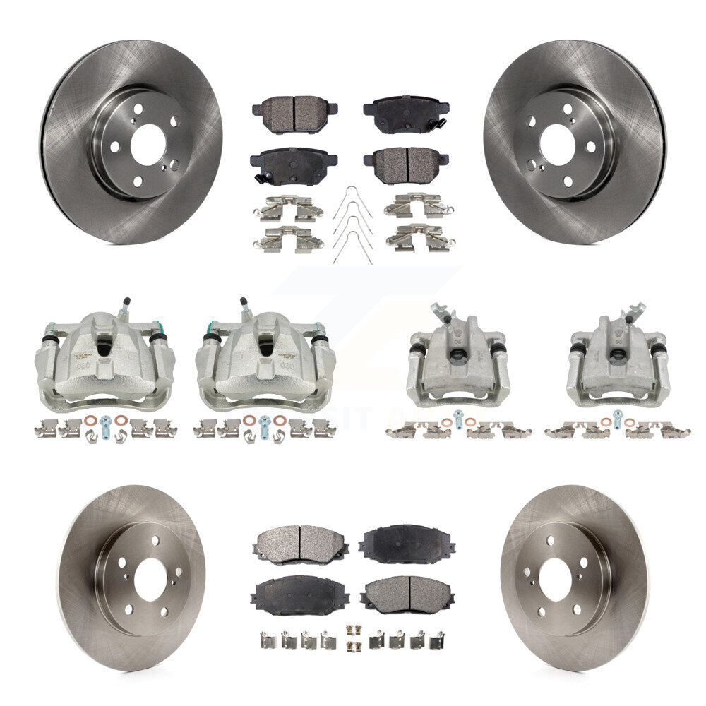 Front Rear Disc Brake Caliper Rotors And Semi-Metallic Pads Kit (10Pc) For Toyota Matrix KC8-101139P