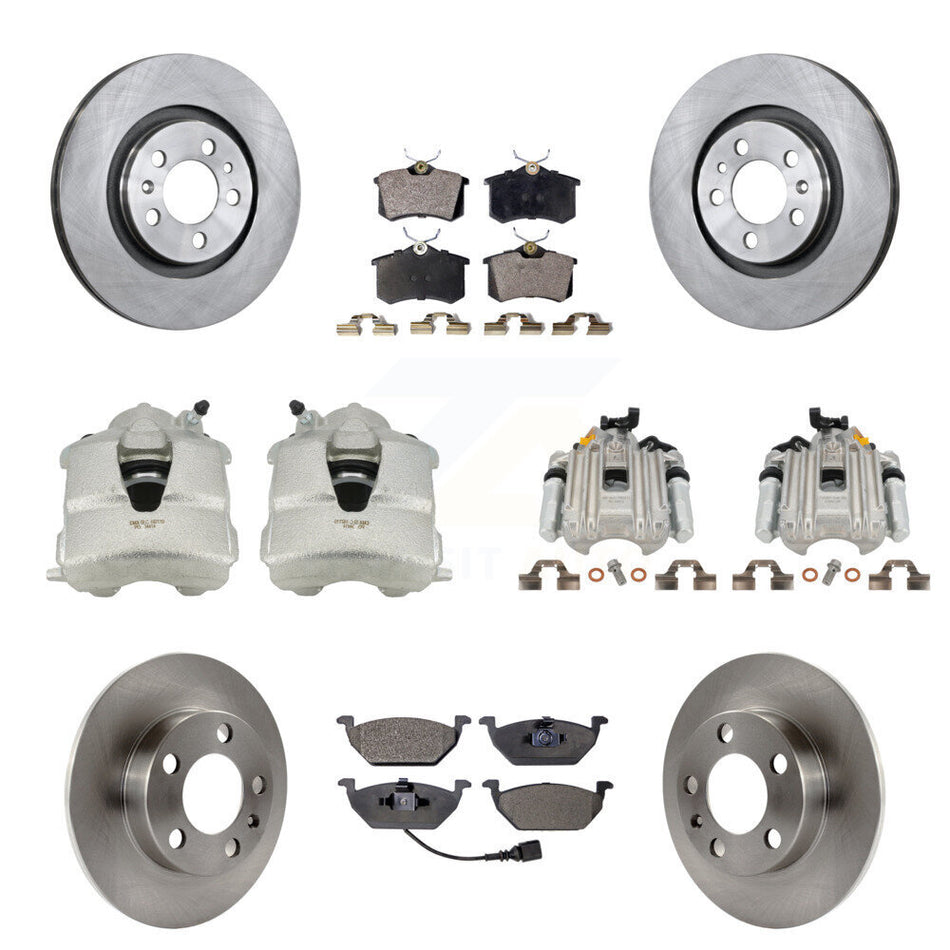 Front Rear Disc Brake Caliper Rotors And Ceramic Pads Kit (10Pc) For Volkswagen Jetta City KC8-101140T