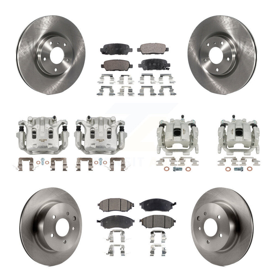 Front Rear Brake Caliper Rotors Semi-Metallic Pad Kit (10Pc) For 2008-2012 INFINITI EX35 KC8-101141P