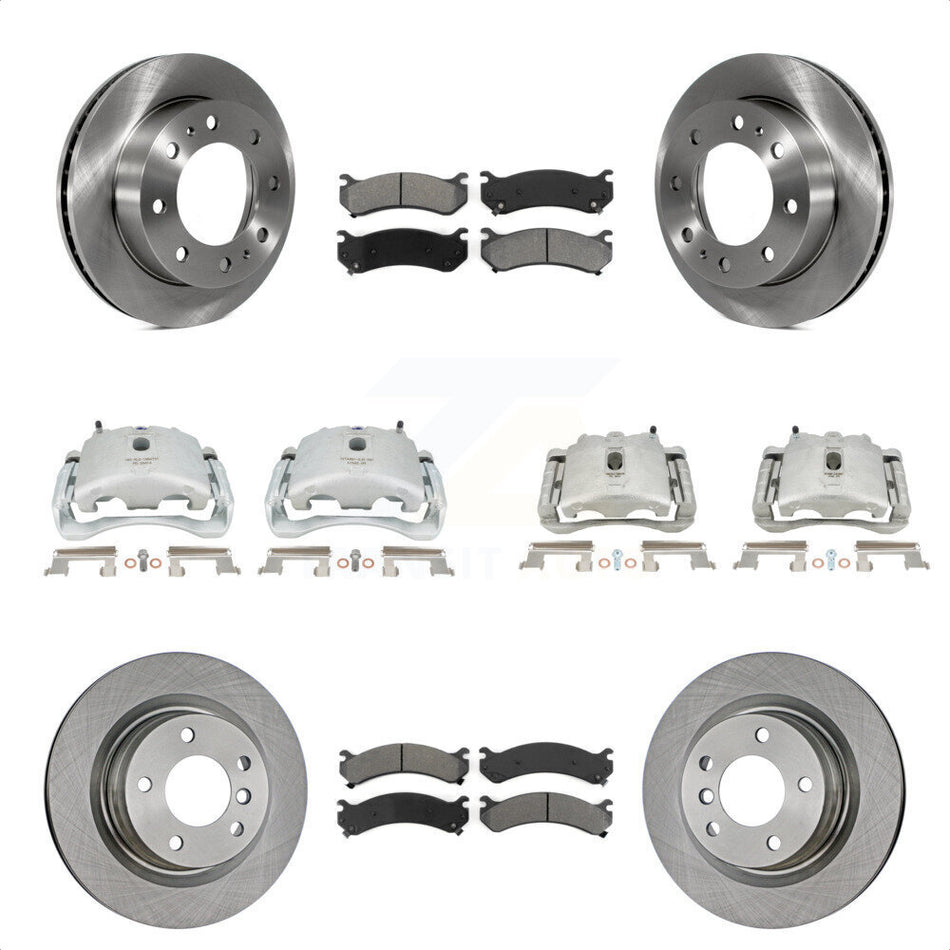 Front Rear Disc Brake Caliper Rotors And Semi-Metallic Pads Kit (10Pc) For Chevrolet Silverado 2500 HD GMC Sierra 3500 Classic Suburban Yukon XL Avalanche KC8-101142S by Transit Auto