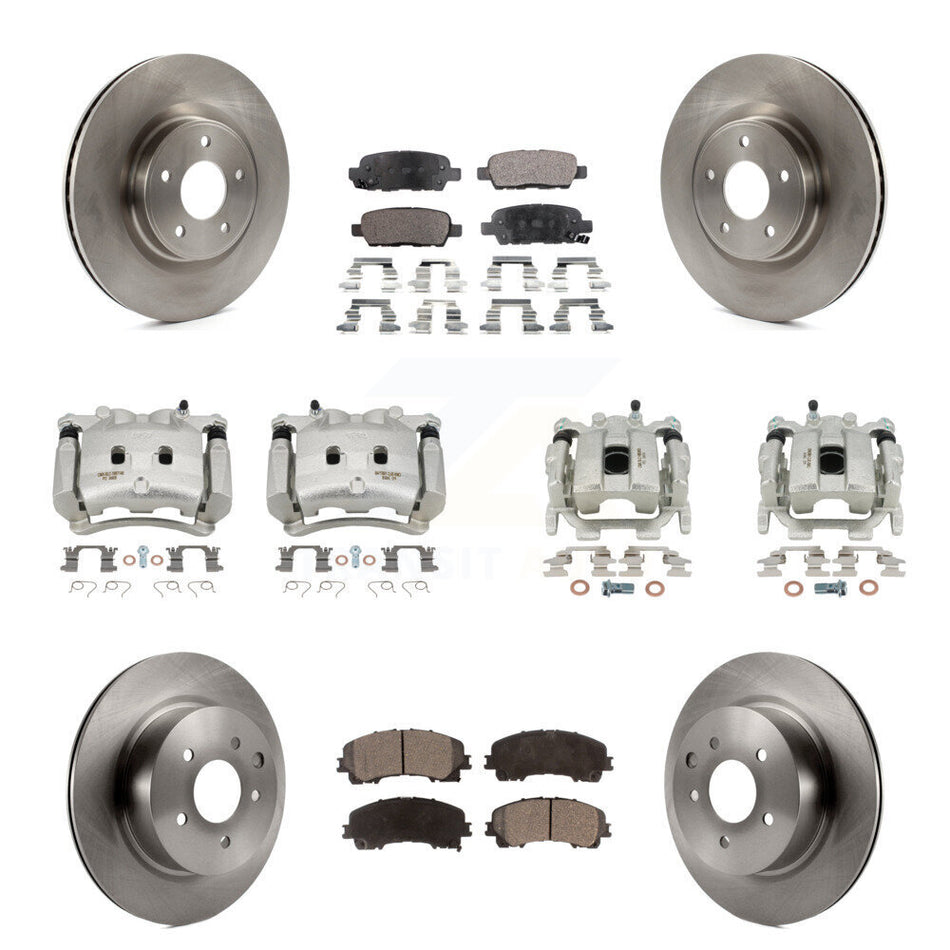 Front Rear Brake Caliper Rotors Semi-Metallic Pad Kit (10Pc) For 2016-2017 INFINITI QX50 KC8-101143P