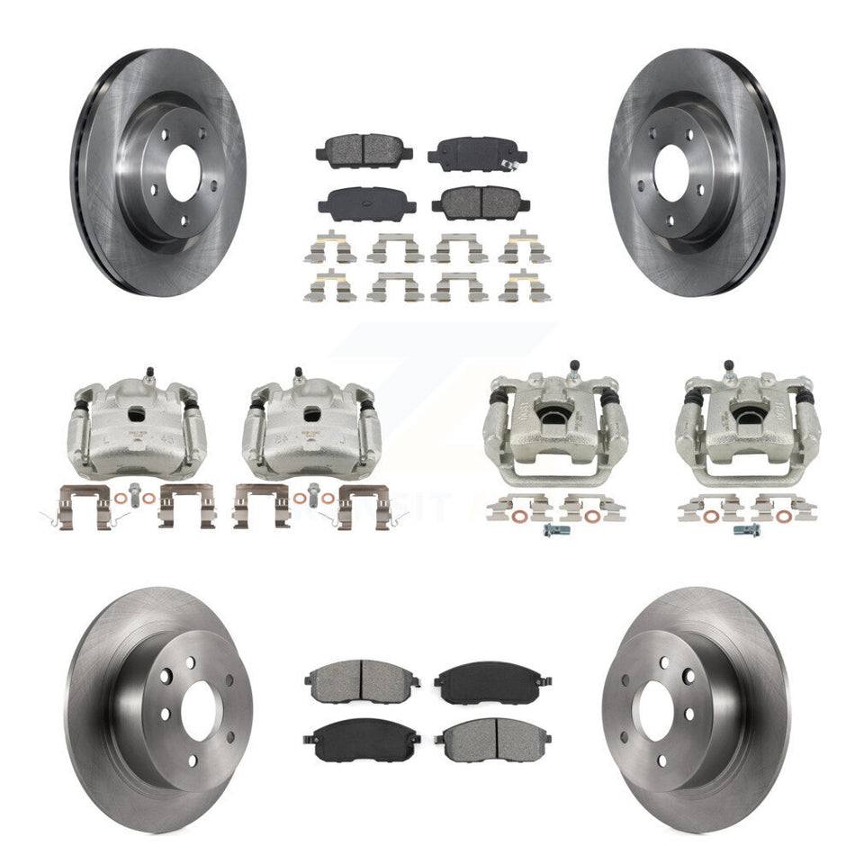 Front Rear Disc Brake Caliper Rotors And Semi-Metallic Pads Kit (10Pc) For Nissan Altima KC8-101143S