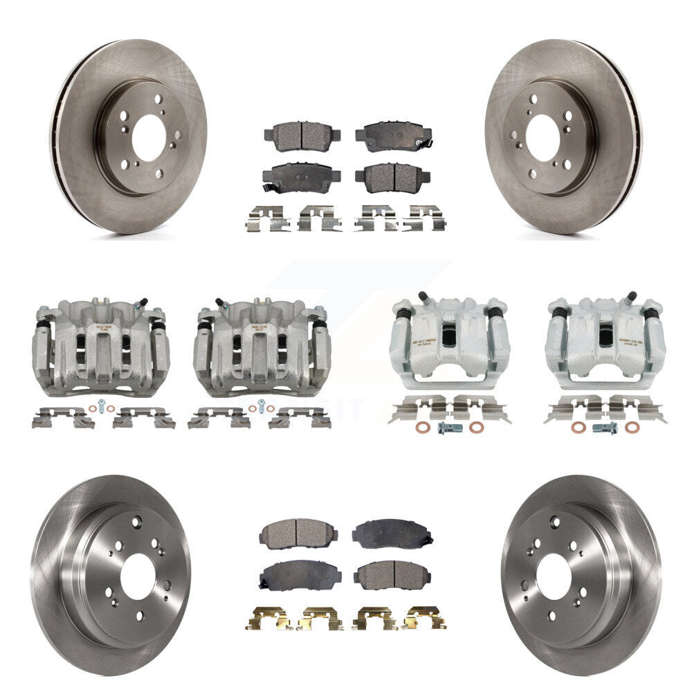 Front Rear Brake Caliper Rotors Semi-Metallic Pad Kit (10Pc) For 2005-2010 Honda Odyssey KC8-101144P