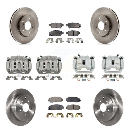 Front Rear Brake Caliper Rotors Semi-Metallic Pad Kit (10Pc) For 2005-2010 Honda Odyssey KC8-101144P