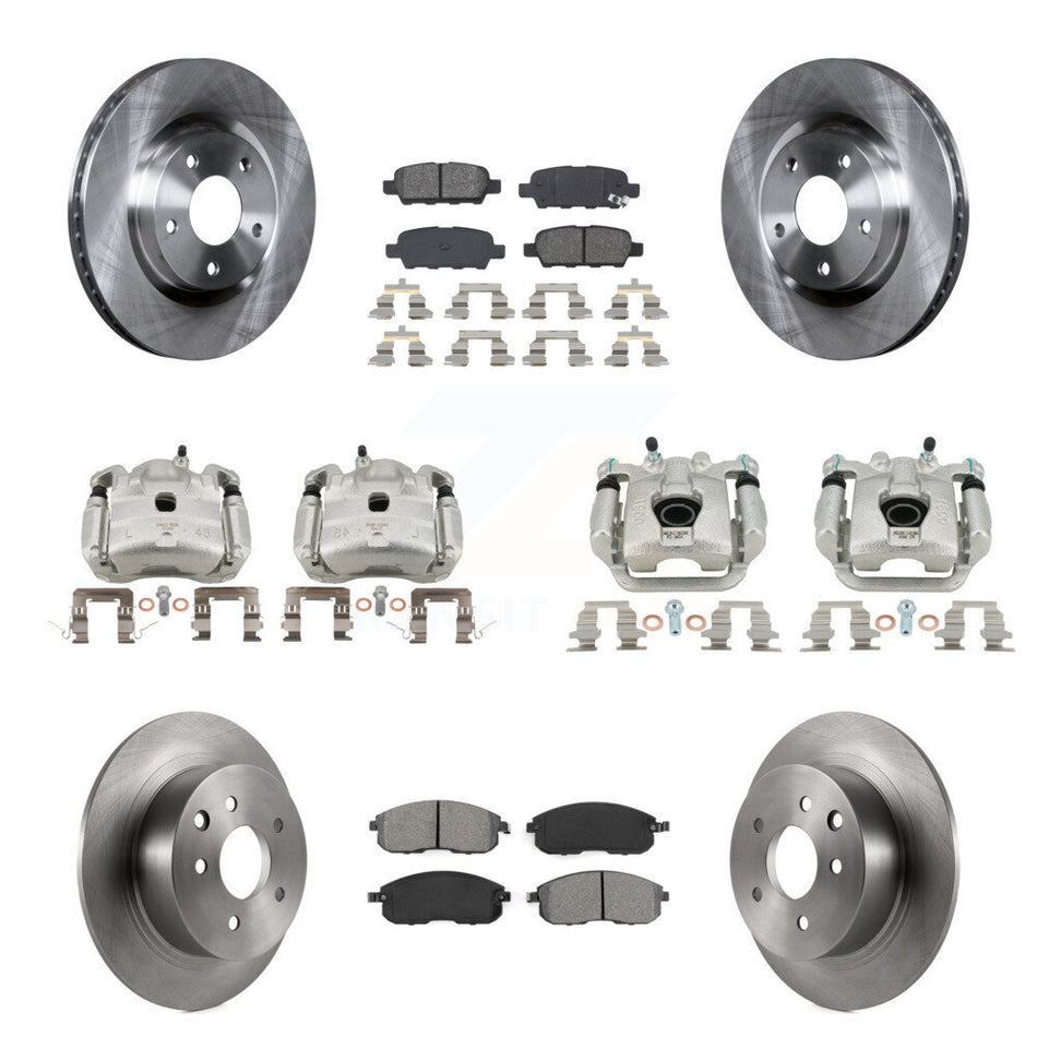 Front Rear Disc Brake Caliper Rotors And Semi-Metallic Pads Kit (10Pc) For Nissan Sentra KC8-101144S
