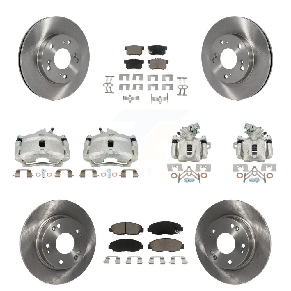 Front Rear Disc Brake Caliper Rotors And Ceramic Pads Kit (10Pc) For Honda Civic KC8-101145C