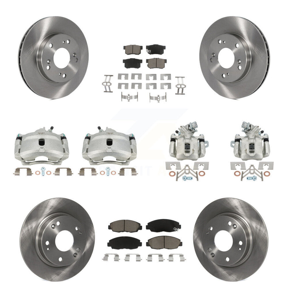 Front Rear Disc Brake Caliper Rotors And Ceramic Pads Kit (10Pc) For Honda Civic KC8-101145C