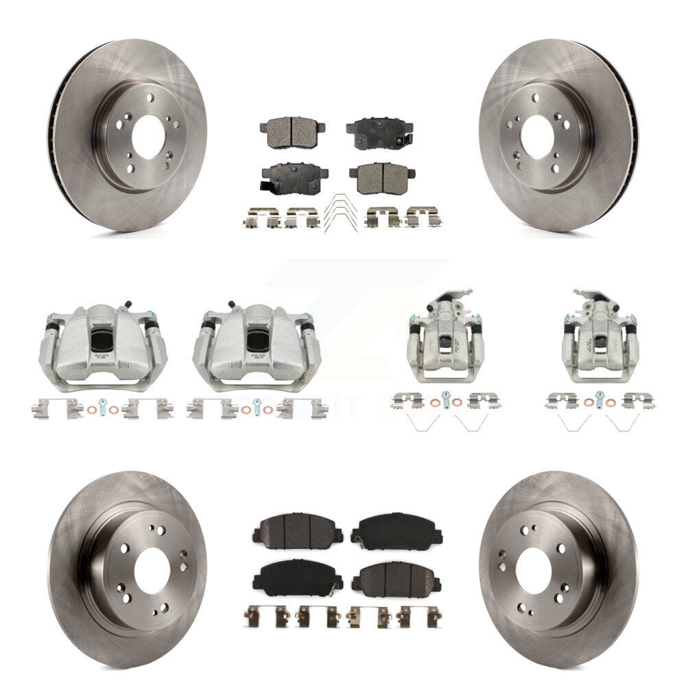 Front Rear Disc Brake Caliper Rotors And Semi-Metallic Pads Kit (10Pc) For Honda Accord KC8-101146P