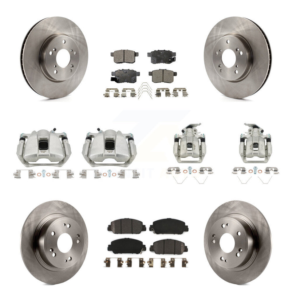Front Rear Disc Brake Caliper Rotors And Semi-Metallic Pads Kit (10Pc) For Honda Accord KC8-101146P