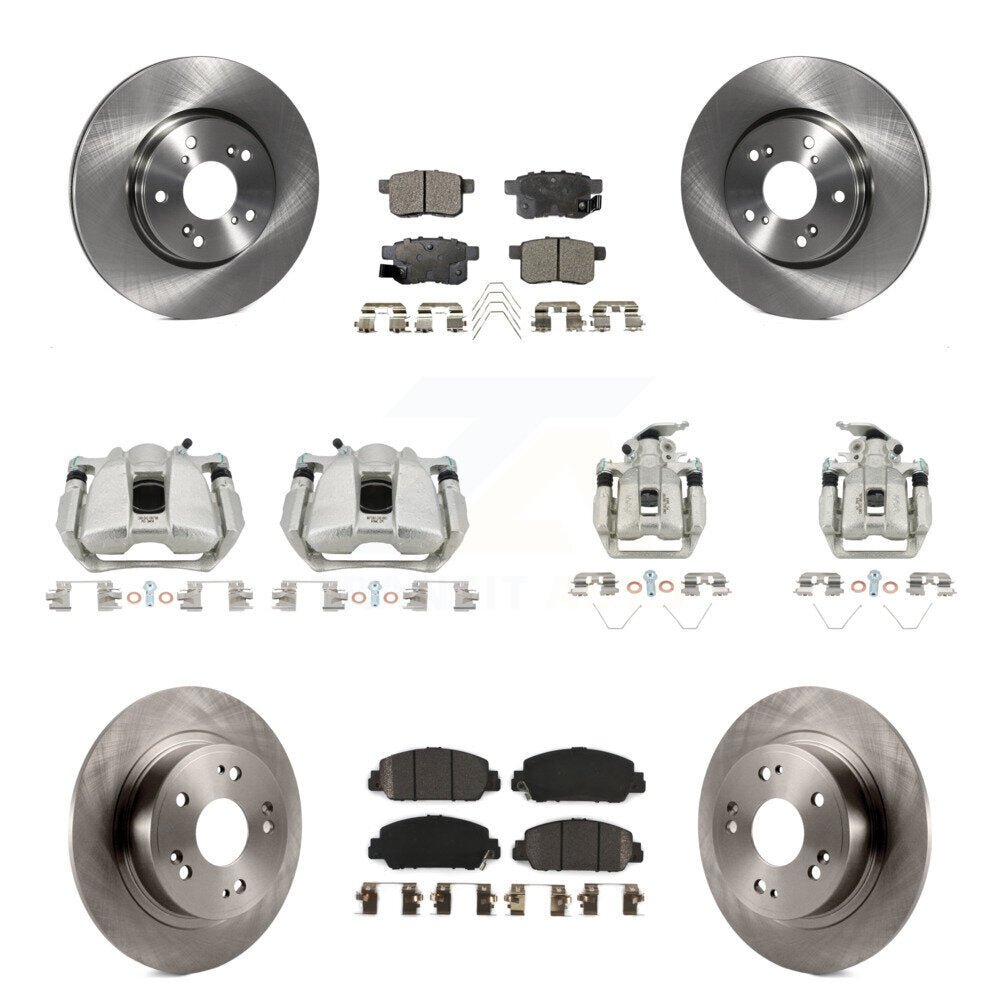 Front Rear Disc Brake Caliper Rotors And Semi-Metallic Pads Kit (10Pc) For Honda Accord KC8-101147P