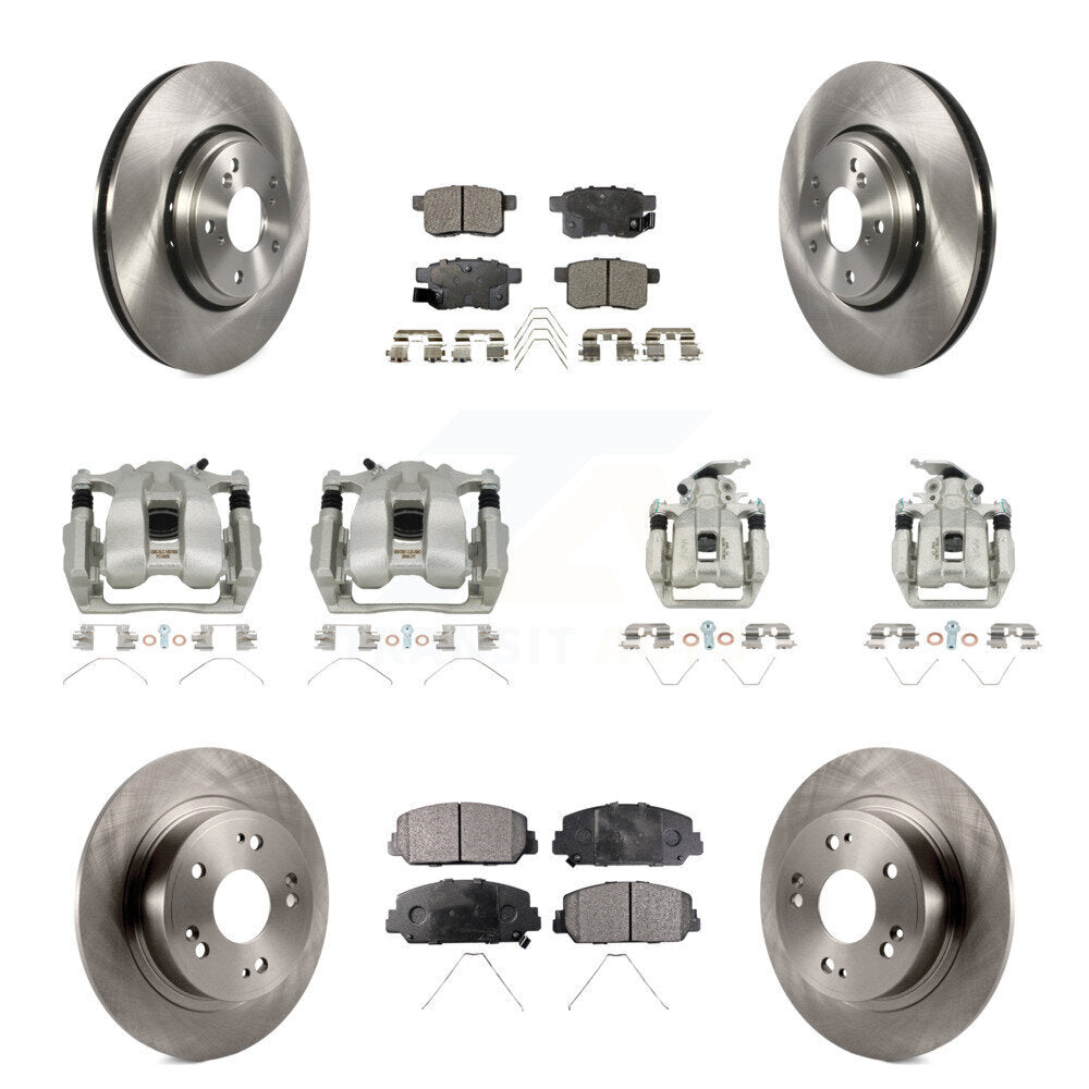 Front Rear Disc Brake Caliper Rotors And Semi-Metallic Pads Kit (10Pc) For Honda Accord KC8-101149P