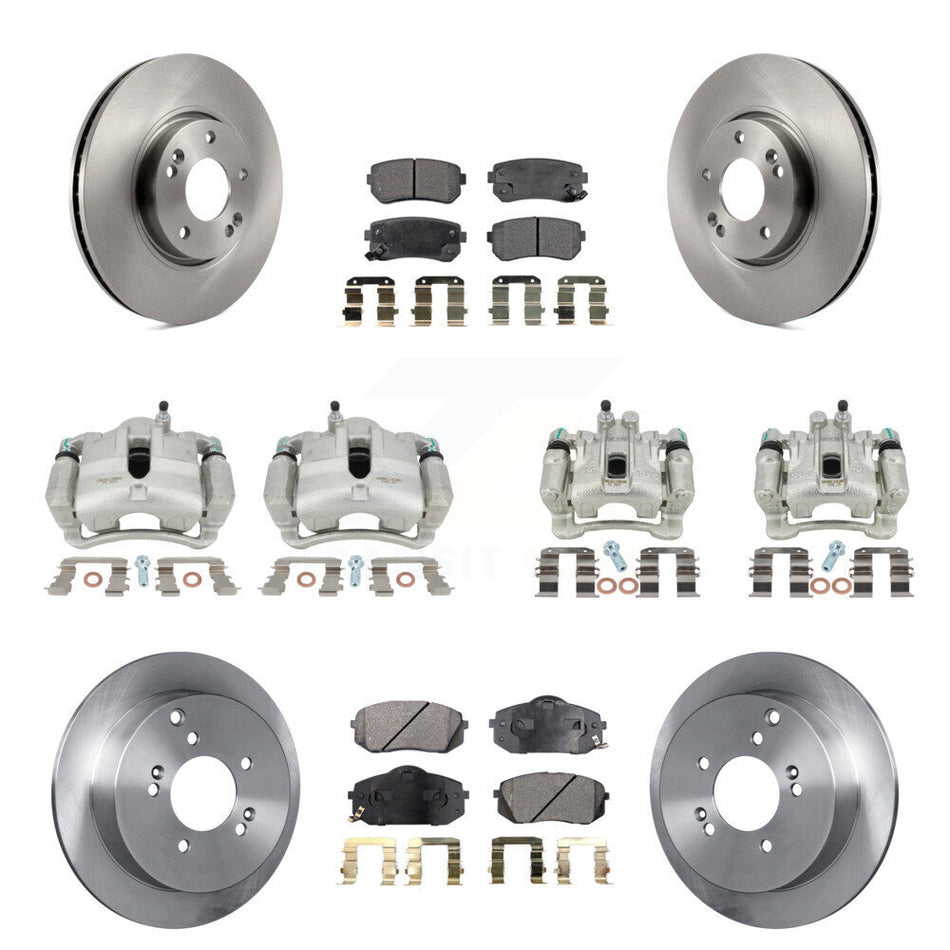 Front Rear Disc Brake Caliper Rotors And Ceramic Pads Kit (10Pc) For Hyundai Tucson Kia Sportage KC8-101149T