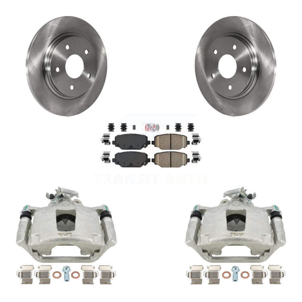 Rear Disc Brake Caliper Rotors And Ceramic Pads Kit For 2017-2018 Dodge Grand Caravan With Single Piston Front KC8-101152N by Transit Auto