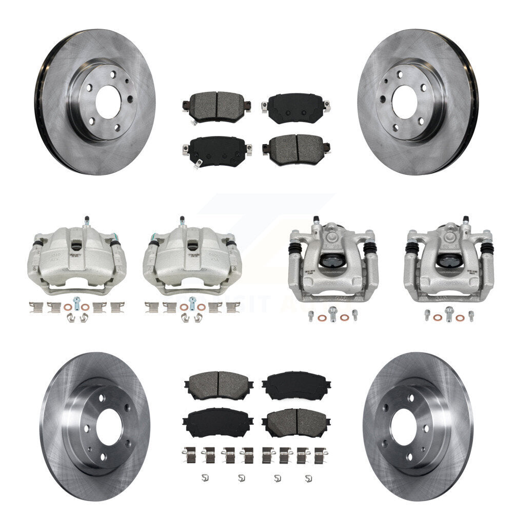 Front Rear Disc Brake Caliper Rotors And Semi-Metallic Pads Kit (10Pc) For Mazda 6 KC8-101152S